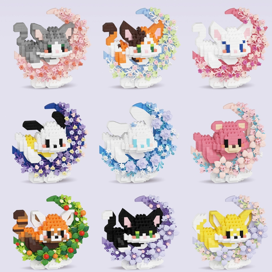 Brinquedos De Estimação Gato Cão buidling Bloco Bonito panda Coelho Decoração animal Menino Menina Montagem Brinquedo Pr