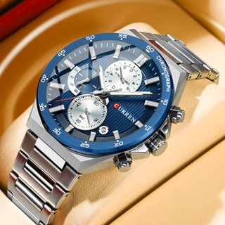 CURREN Relógio Masculino Novo Original Genuíno Pulseira De Aço Inoxidável Cronógrafo Luminoso Mostrador De Mãos Elegante em Oferta na Shopee
