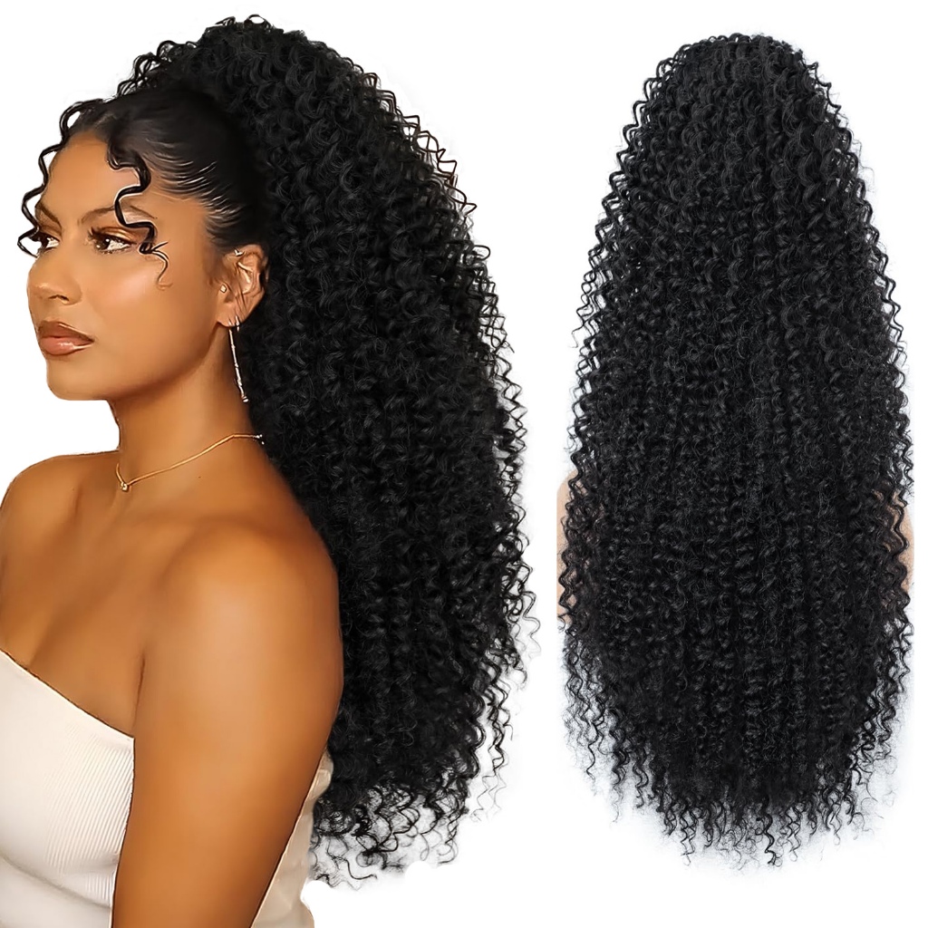 Rabo De Cavalo Encaracolado Preto Longo Cabelo Orgânico 60CM em Oferta na Shopee