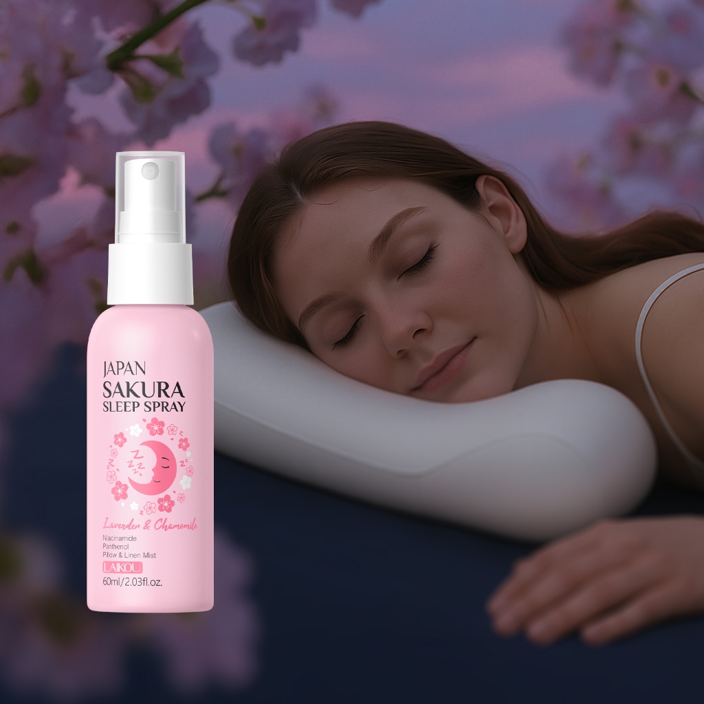 LAIKOU Japão Sakura Sleep Spray 60ml Travesseiro E Névoa De Linho Com Lavanda Camomila Acalma Relaxa Para Dormir Pacífic
