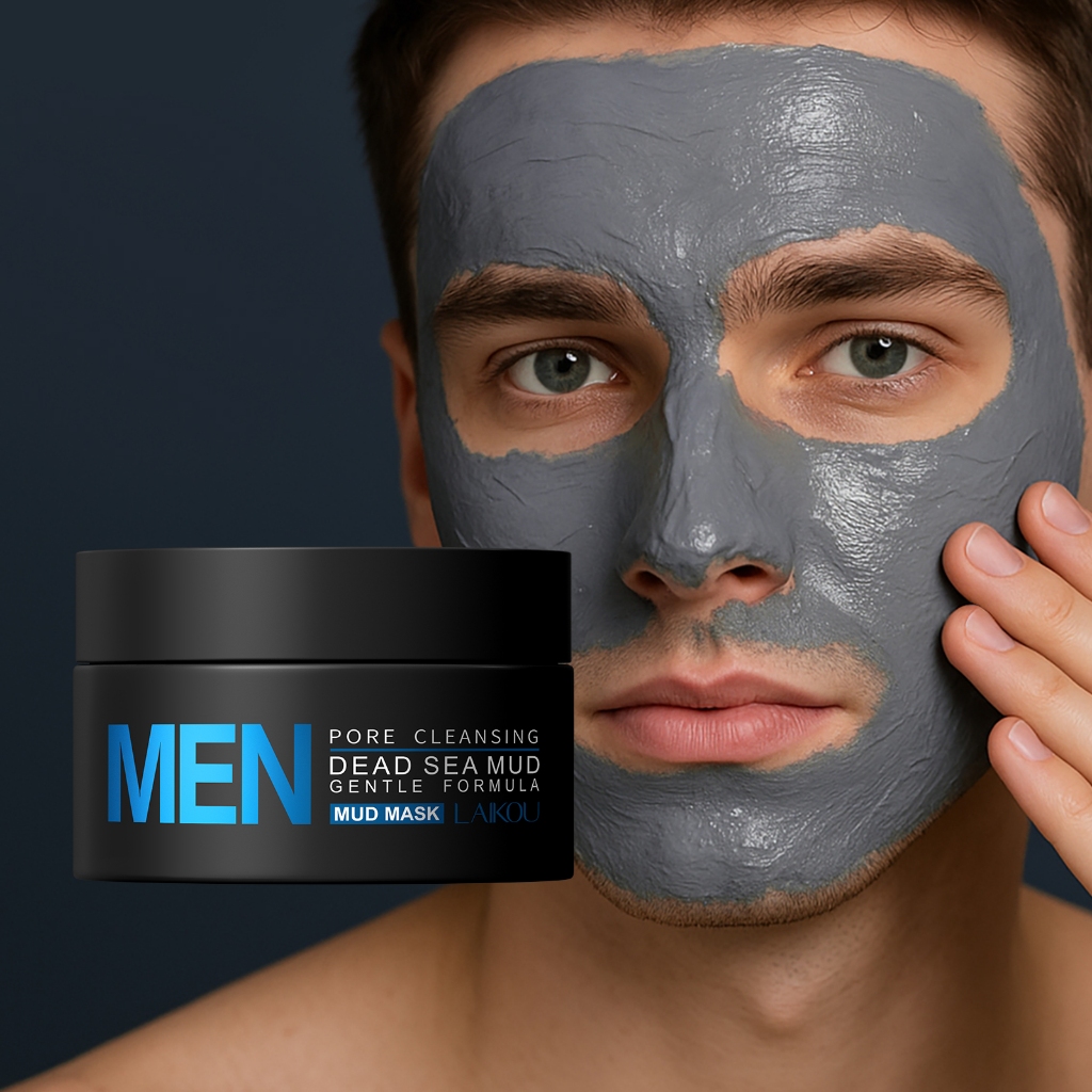 LAIKOU Men Dead Sea Mud Mask 100g Limpeza Profunda De Poros E Controle De Óleo Fórmula Suave