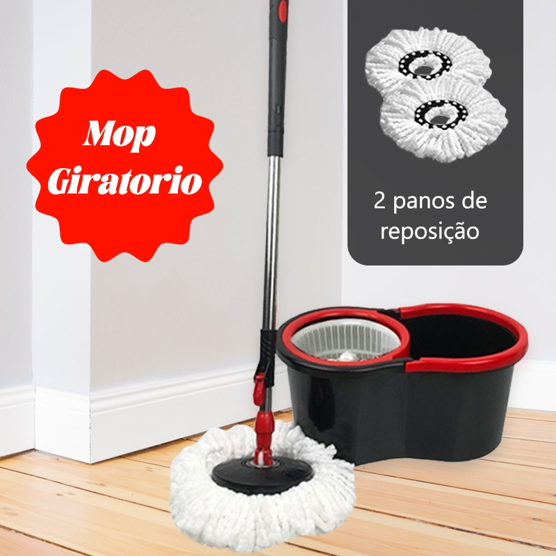 HAOSIN Mop desaguador automático Giratório 360°Regulável Balde 2 Refis Microfibra com original Rodinha E Alça Rodo Limpe