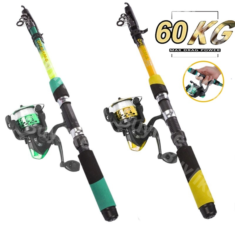 Kit  varas de pesca de 60 a 120 lbs completas com molinete esportivo Linha portátil para baixo ao ar livre