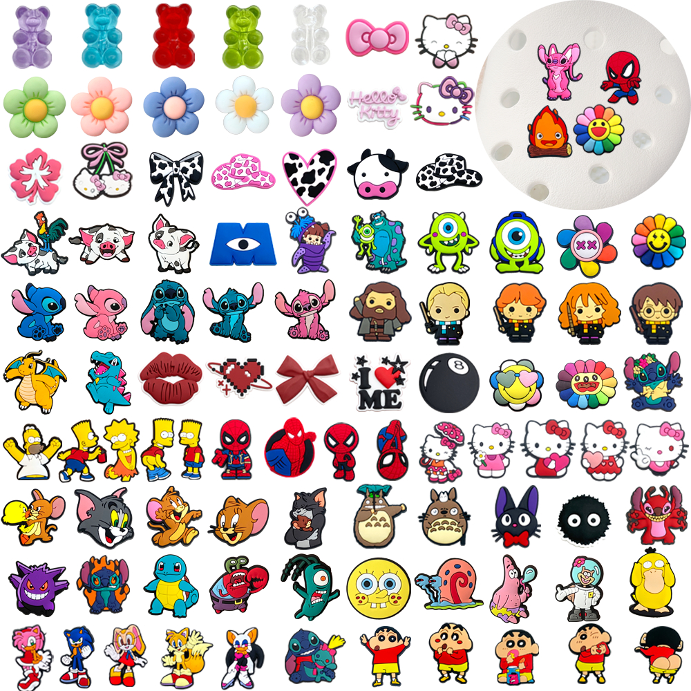 Venda Única 100 Estilo Sapato Encantos Decrations Desenhos Animados Anime Personagens Sandálias Fivela PVC Acessórios Bo em Oferta na Shopee