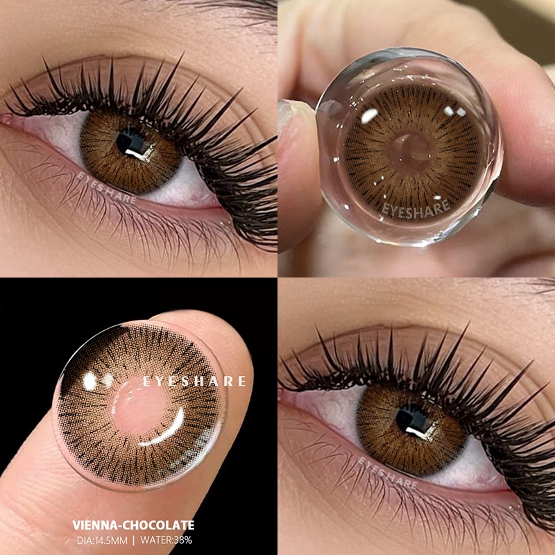 EYESHARE 1 Par De Lentes De Contato Marrons , Marrom chocolate , Coloridas De Uso De 1 Ano Com Estojo Enviado De São Pau