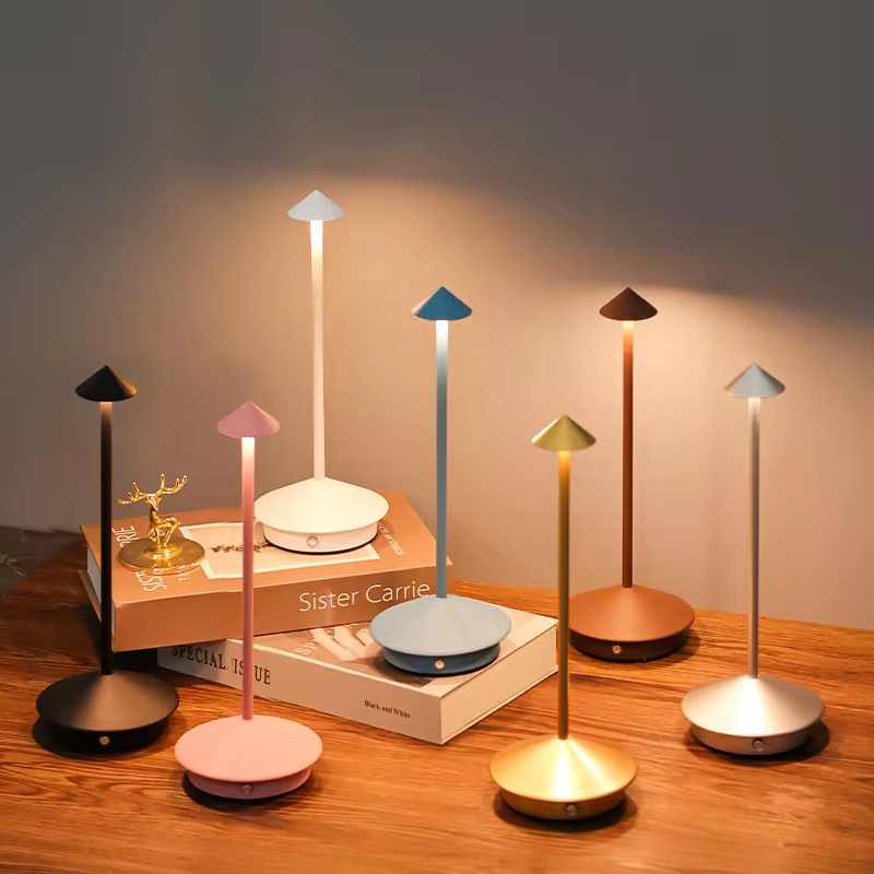 Luminaria de Mesa LED Abajur 3 Tons Controle de Intensidade Bateria Recarregavel USB Touch Estudo Cabeceira Decorativo