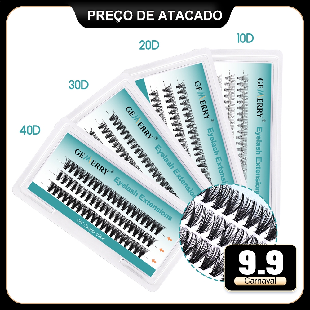Gemerry 30D 40D Quente Derretimento Cabelo Enxertia Cílios Postiços Cluster DIY Extensão Falso Individuais