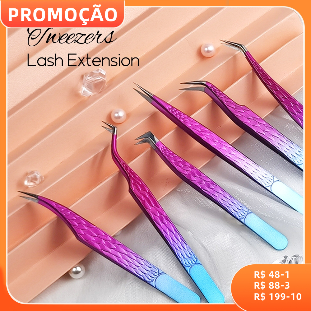 WENDY Pinça De Aço Inoxidável Extensões De Cílios Antiestática De Alta Precisão Com Pontas De Fibra Ferramentas