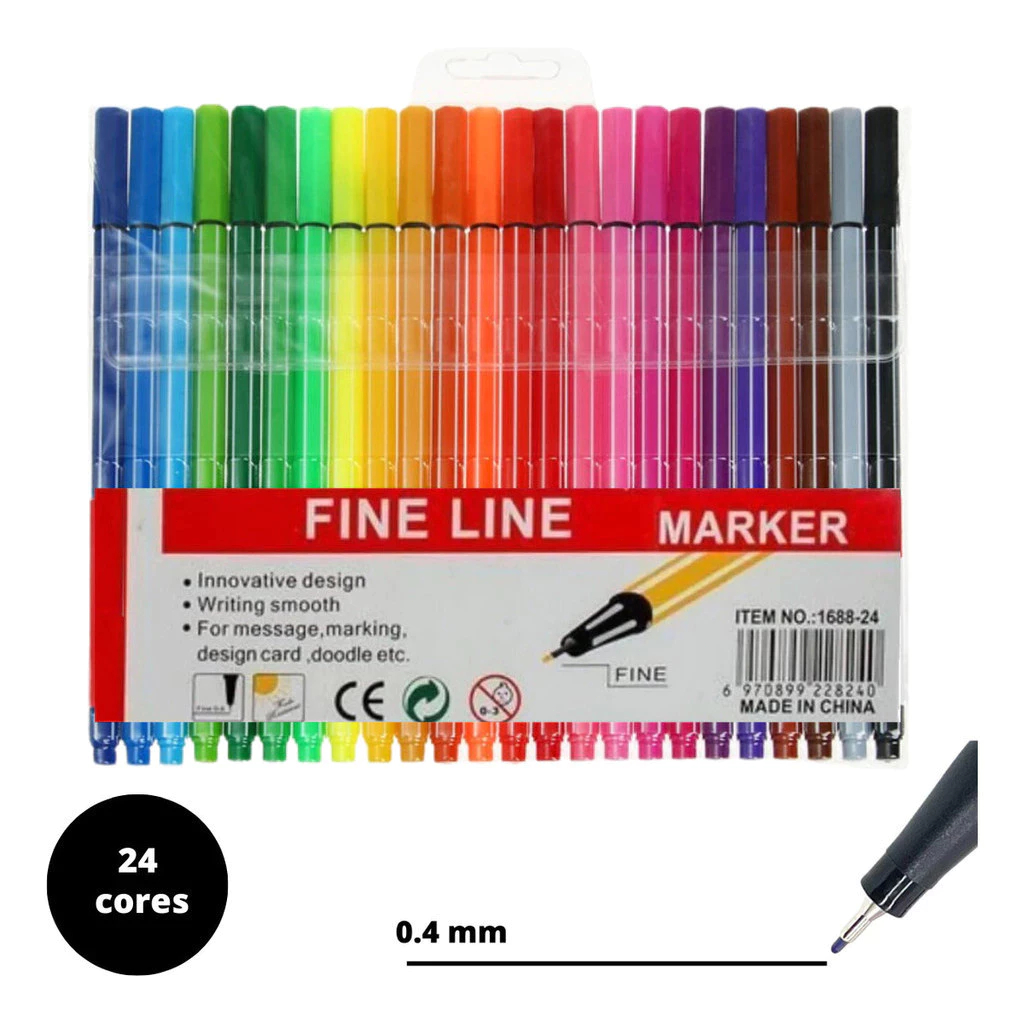 KIT de caneta com 12/24/36/48 cores Fine Line Coloridas Ponta Fina 0.4 mm Fineliner Canetinha em Oferta na Shopee