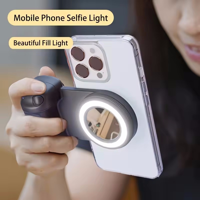 Para Magsafe Bluetooth-Compatível Obturador Telefone Aperto De Mão Com Luz De Preenchimento & Espelho Reflexivo Selfie A