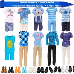 5 Peças Roupas E Acessórios De Boneca Incluindo 3 Tops Calças Casuais Aleatórias 2 Pares De Sapatos Para Menino De 12 Po