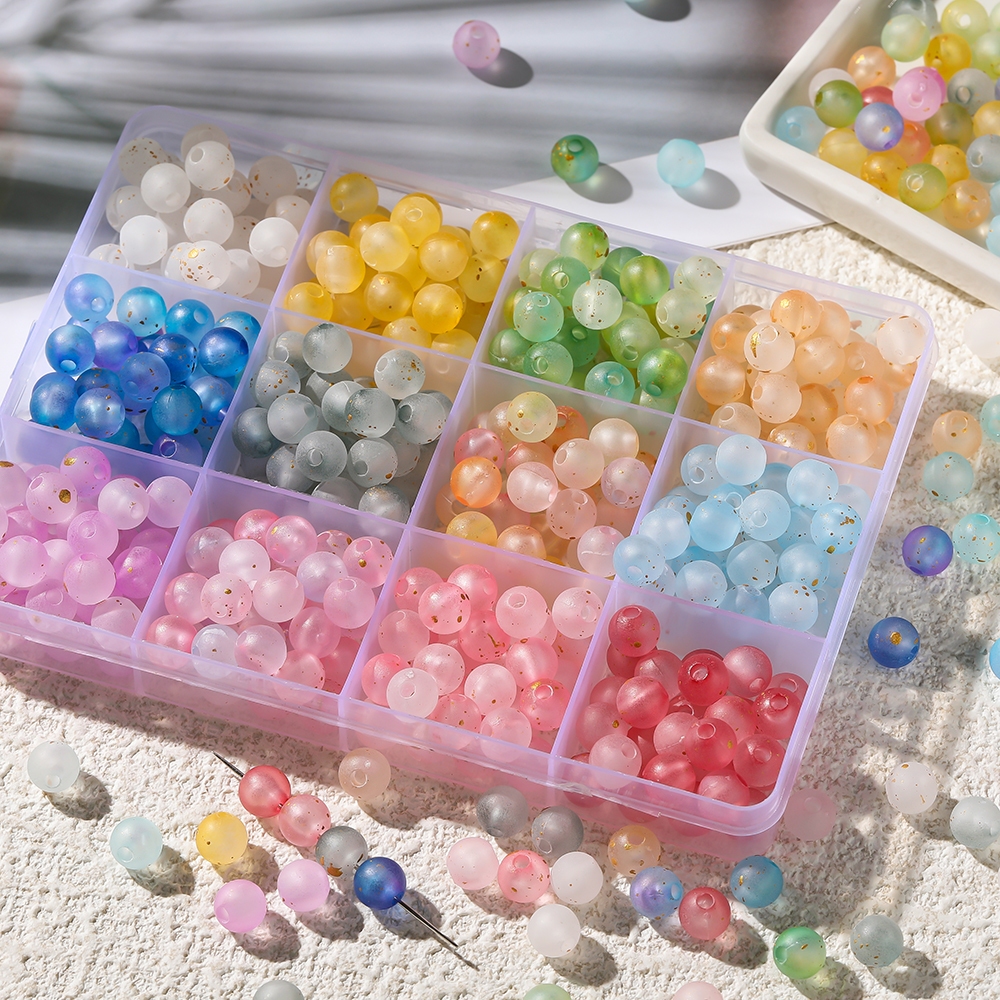 St.kunkka 6/8mm Fosco Polvilhe Contas Acrílicas Douradas 50-100 Peças Espaçadoras Foscas Para Pulseira DIY Colar Fazendo