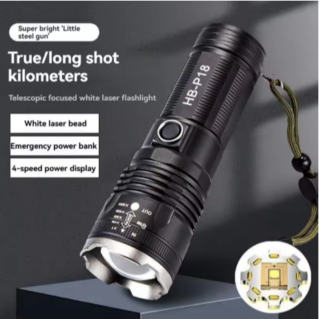 Lanterna Laser branca, alta potência, 4500mAh, Zoom retrátil, 3 quilômetros de distância Ultra longa — imagem 2 de 2