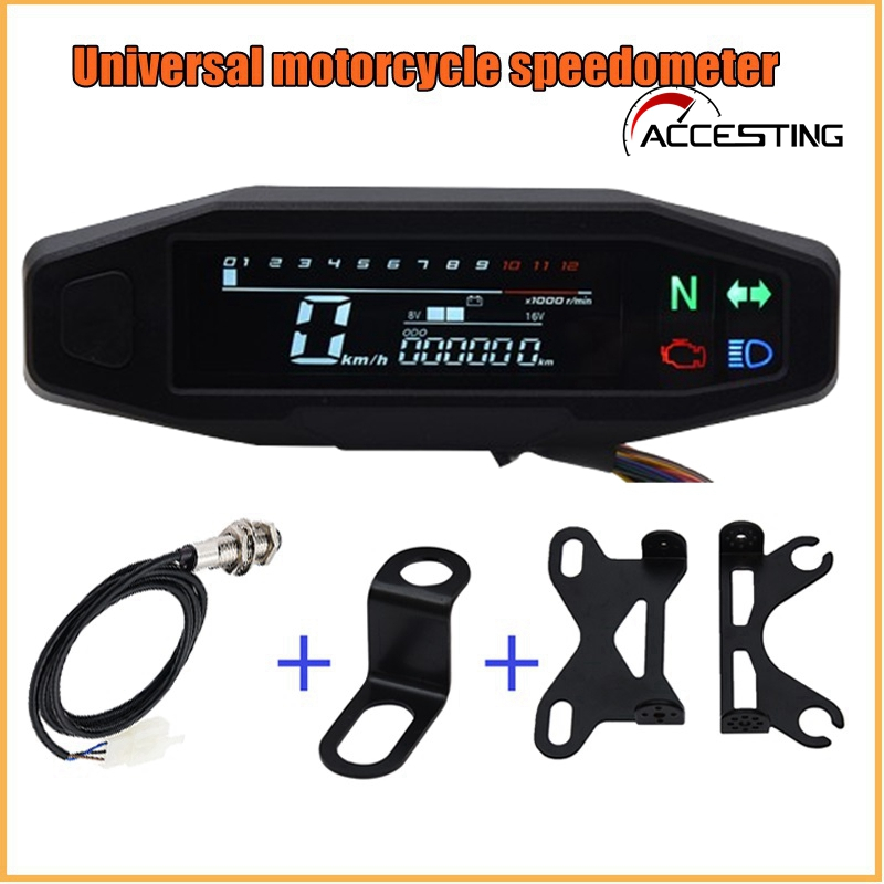 Digital Universal Motocicleta Velocímetro Mini digitais Instrumento odômetro LCD cluster indicador de luz de sinal de