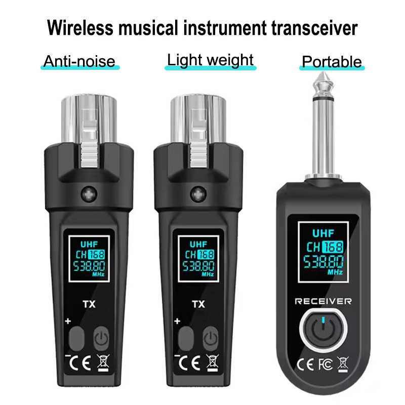 Sistema De Microfone Dinâmico Sem Fio Transmissor XLR Receptor Para Mixer De Áudio PA Guitarra