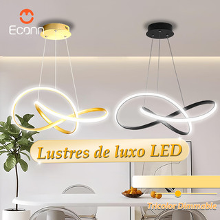 Lâmpada suspenso moderna e luxuosa com regulagem de três cores para cozinha e sala de estar