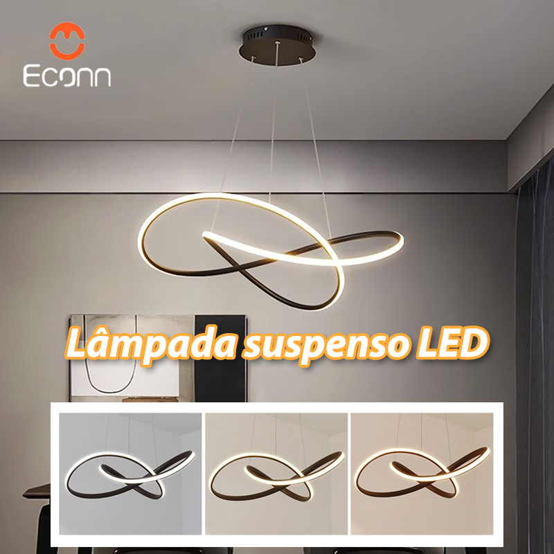 Lustre LED moderna com regulagem de três cores e comprimento ajustável para restaurantes quarto Sala de esta