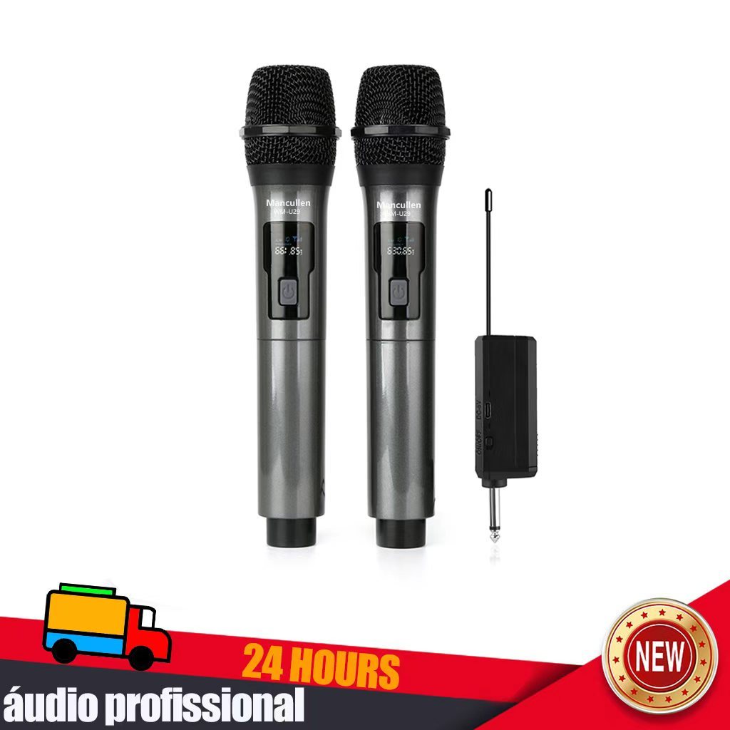 Microfone Sem Fio Profissional UHF Portátil Dinâmico Recarregável Para Karaokê