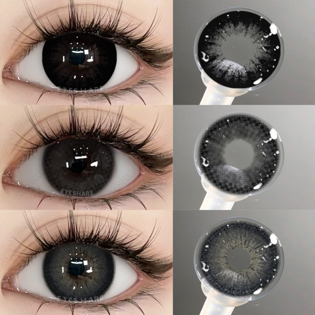 Eyeshare Beautyeye Lente De Contato Preta 1 Par De Lentes Coloridas De Olhos Grandes De 14.5 Mm Disponíveis Para Um Ano 