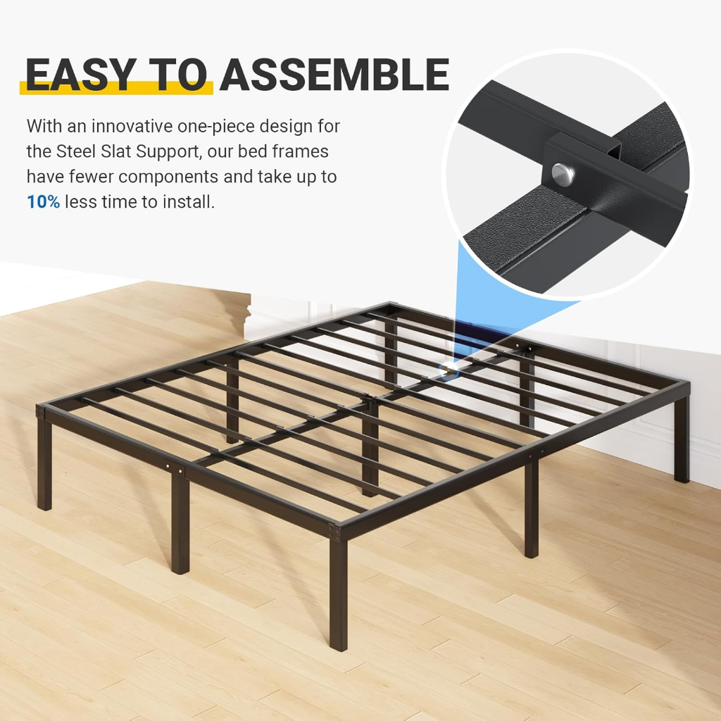 Cama Box Casal e Solteiro Moderna de Ferro - Montagem Rápida, Para Apartamento e Quarto Pequeno, Resistente