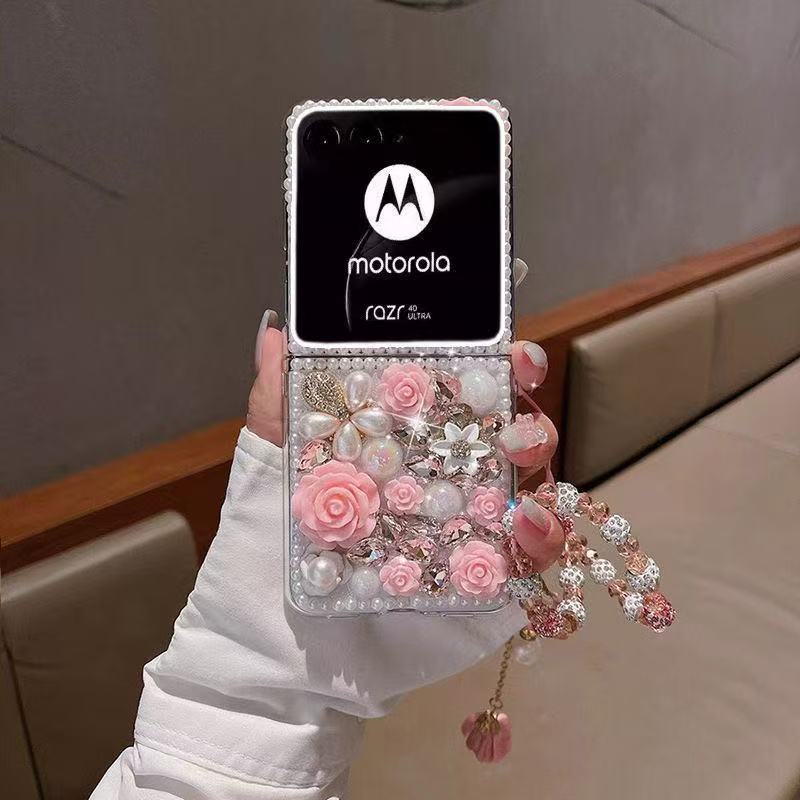 Razr 60 Capa Para Motorola Ultra 50 40 Plus 2024 2025 Pro Luxo Diamante Flor Pulseira Celular em Oferta na Shopee