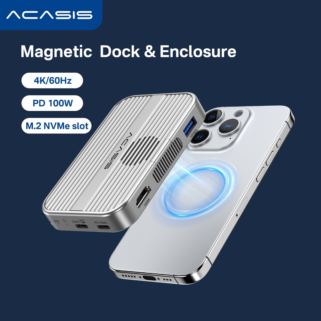 ACASIS 10Gbps M . 2 NVMe SSD Gabinete USB C Docking Station Com Ventilador De Resfriamento Para iPhone17 16 15 Pro/Max/P