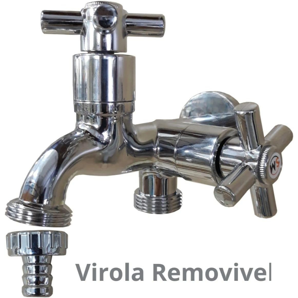 haosin Torneira Dupla De Tanque Maquina De Lavar Cromado 1/4 De Volta 2 Saídas