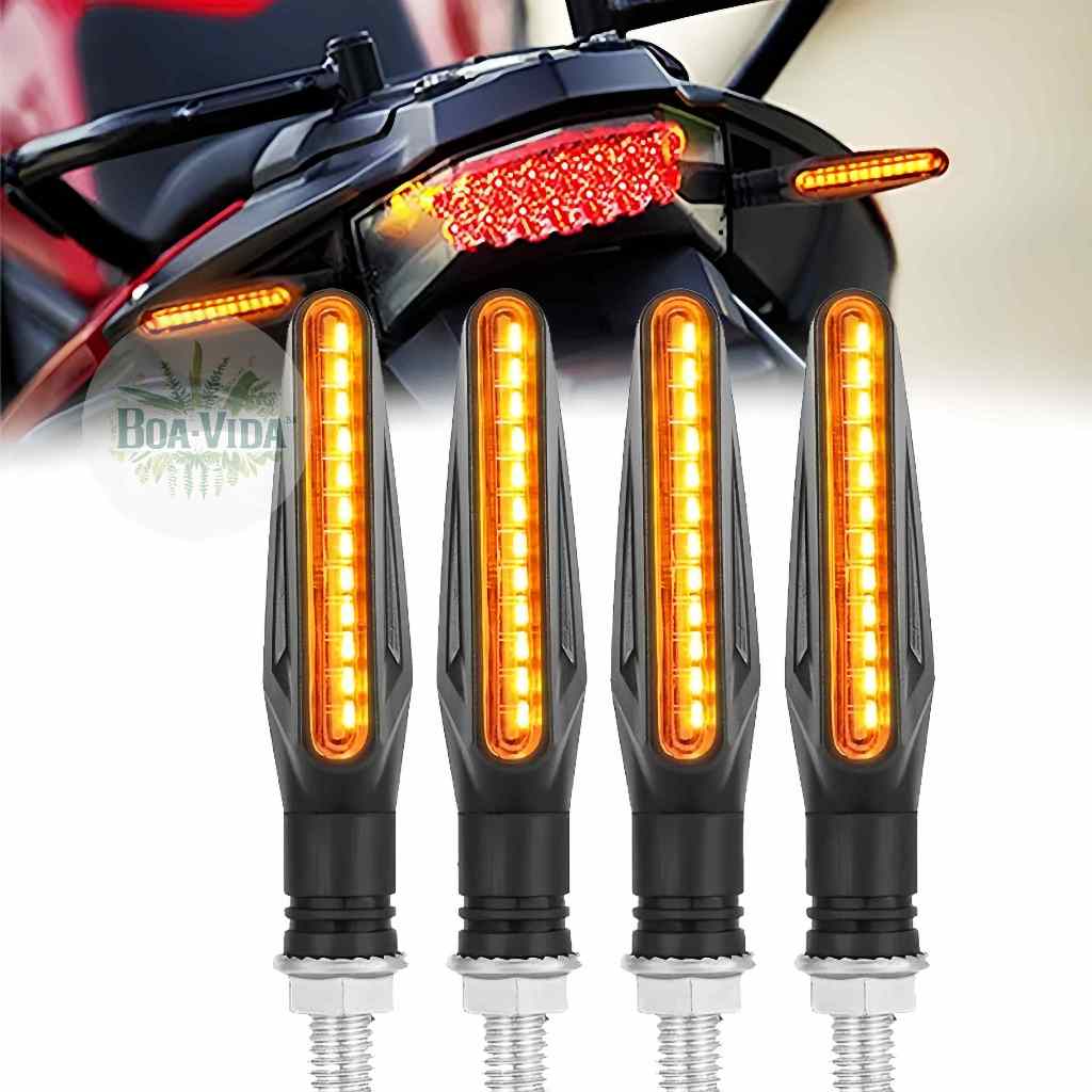 Kit 2/4 Peças Pisca Palito Slim De Seta Led Sequencial Esportiva Para Moto Amarelo Universal 12V