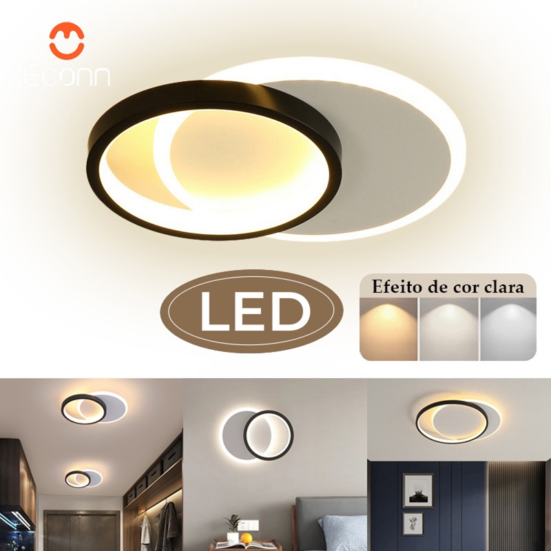Luminária de teto LED moderna e luxuosa com três cores adequada para quartos salas de estar etc.