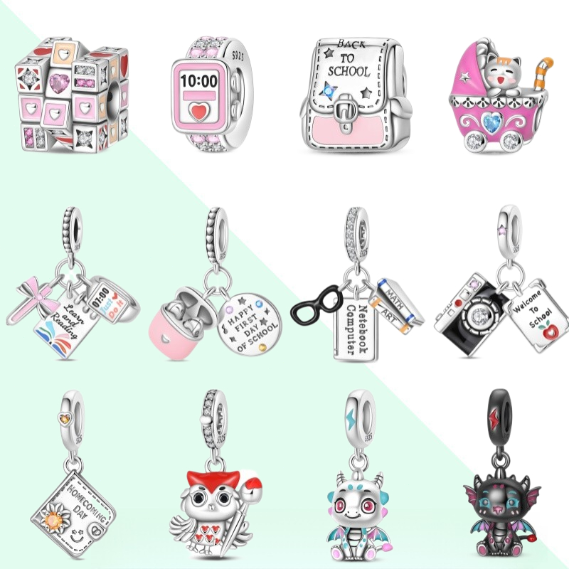 Charme Original s925 prata relógio câmera cubo rubik jóias compatível pulseira DIY jóias presente de aniversário