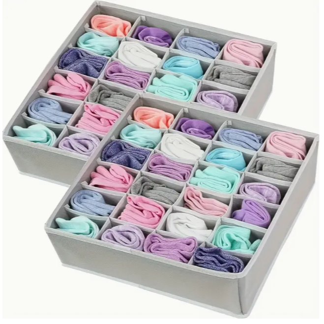 Organizador Dobrável 24 Compartimentos para Roupas Íntimas Meias Cuecas Calcinhas Lingerie em Oferta na Shopee