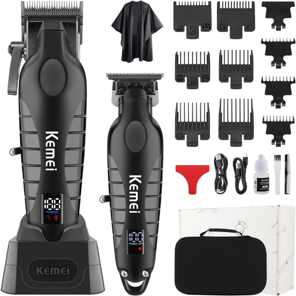 Kemei Profissional Barbeiro Máquina De Cortar Cabelo Masculino Sem Fio Recarregá