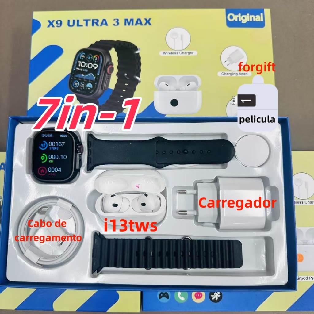 2025 Novo smartwatch X9 Ultra3 MAX De 2.2 Polegadas , Compatível Com iOS/Android , Vem Cabeça De Carregamento , E Fones