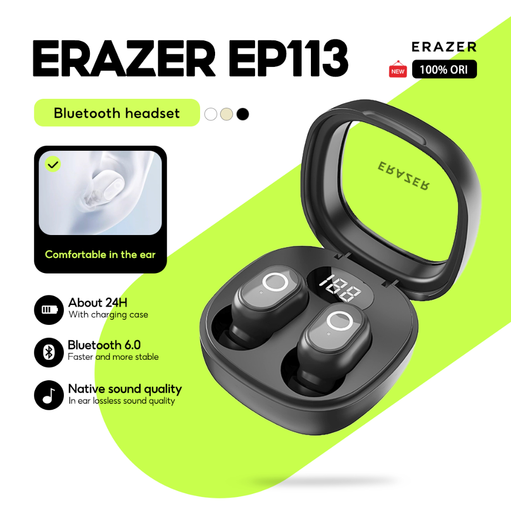 Lenovo ERAZER Fones De Ouvido EP113 Verdadeiro Sem Fio Bluetooth Fone HD Estéreo Alta Fidelidade Baixa Latência Com Micr