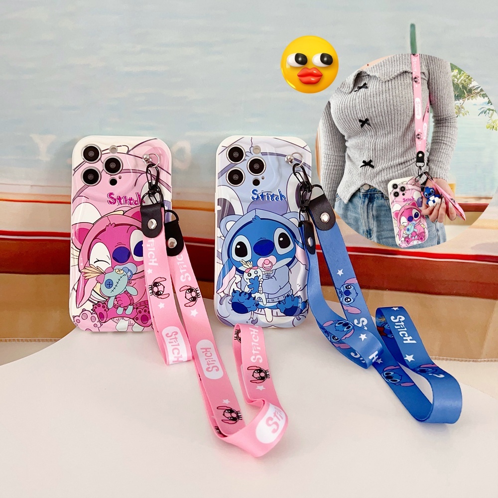 Capa De Creme iPhone 16 pro max 15 14 13 12 11 Xs 8 6s 15 Plus mini Cartoon Cute Stitch capa de Telefone Silicone TPU