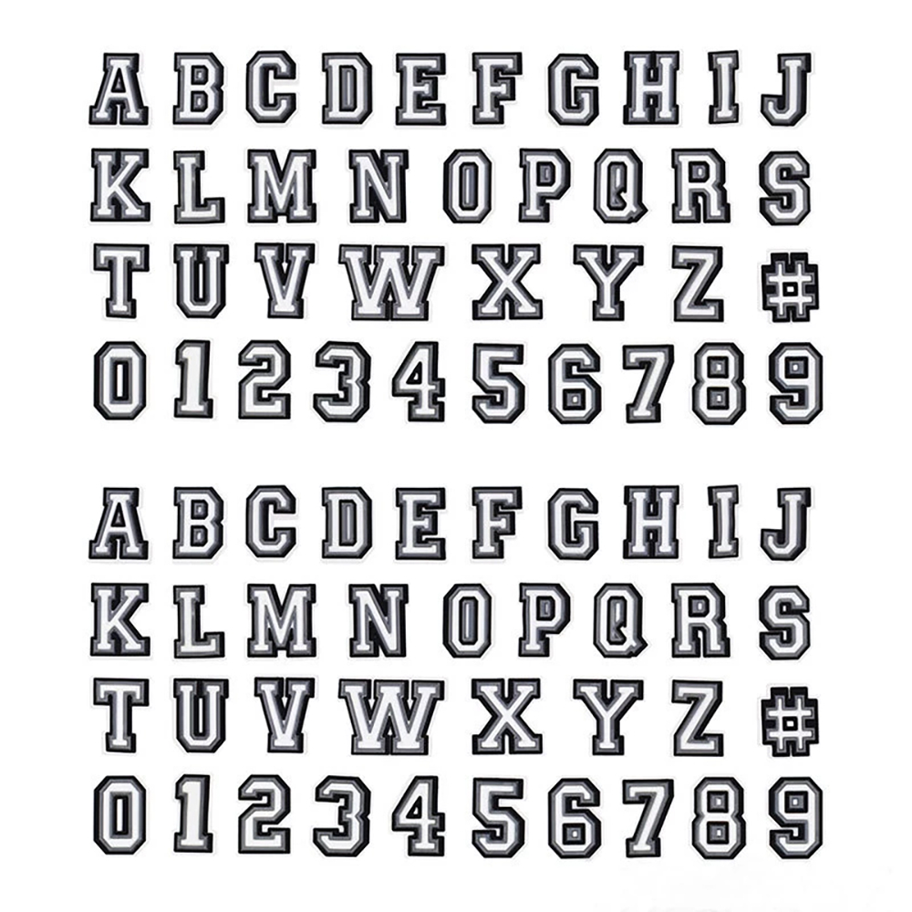 MEIDJ 1 Peça Letras Pretas E Brancas Amuletos De Sapato Decrations Sandálias De Desenho Animado Fivela Botão De Acessóri