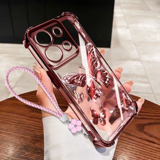 VRQR Para Xiaomi Redmi Note 13 Pro 4G 5G Poco M6 X6 5G Invólucro Quatro Borboletas Transparente Anti Queda Capa De Telef em Oferta na Shopee