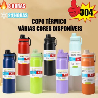 Garrafa Térmica 800ml/1000ml Inox Aço Inoxidável Para Bebida Gelada e Quente alça esporti…