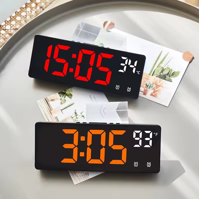 LED Digital Relógio Eletrônico Backlight Grande Número Despertador Calendário De Temperatura Mesa Cabeceira Nightlight D