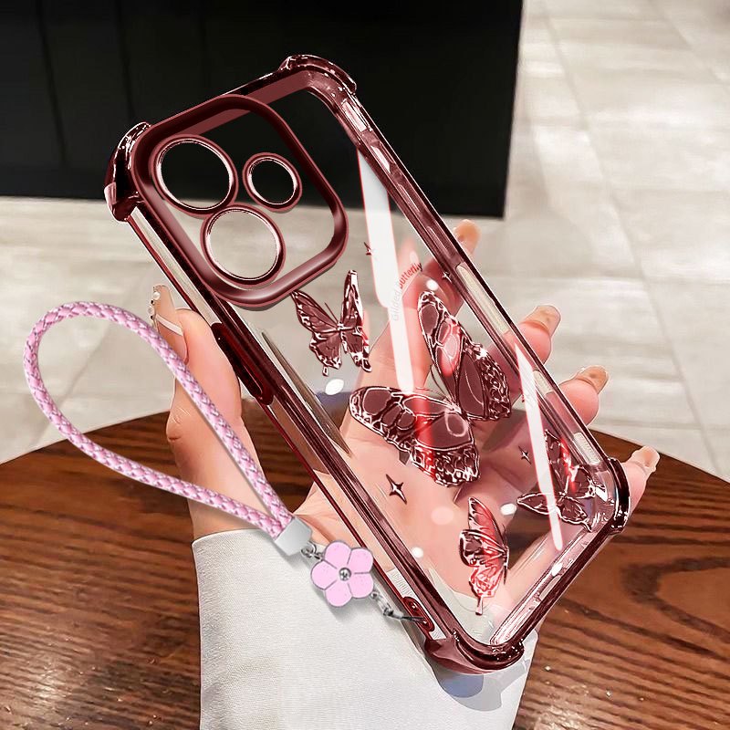 VRQR Para Oppo A6 A5i A5 Pro 5G 4G A6X A5X A6i A5i A6 A5 4G 5G Invólucro Quatro Borboletas Transparente Anti Queda Capa em Oferta na Shopee