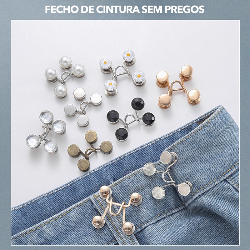 KIT 1par Botão De Metal Frete Grátis Para Calça/Short/Saia/Vestidos - Ajuste de Cintura