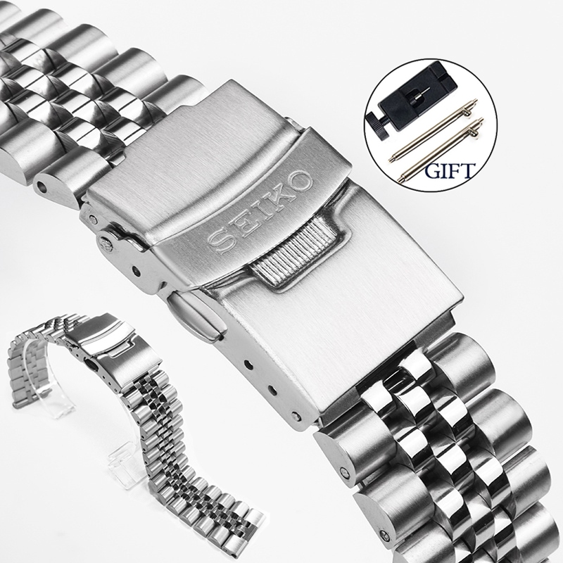 Pulseira Jubileu De Aço Inoxidável 18 19 20 21 22 23 24mm Ponta Plana Acessórios De Relógio De Metal Sólido