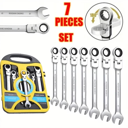 Kit 7 Peças Chave Ferramenta Combinada Catraca Boca Profissional Peças 08 A 19mm