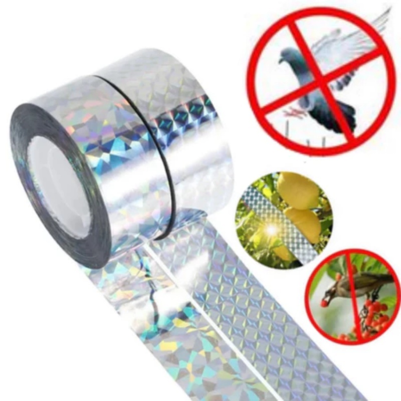Fita Espanta Pássaros 45m/80m Refletiva Anti Pombos Aves Repelente Brilho Luminoso Jardim Plantas