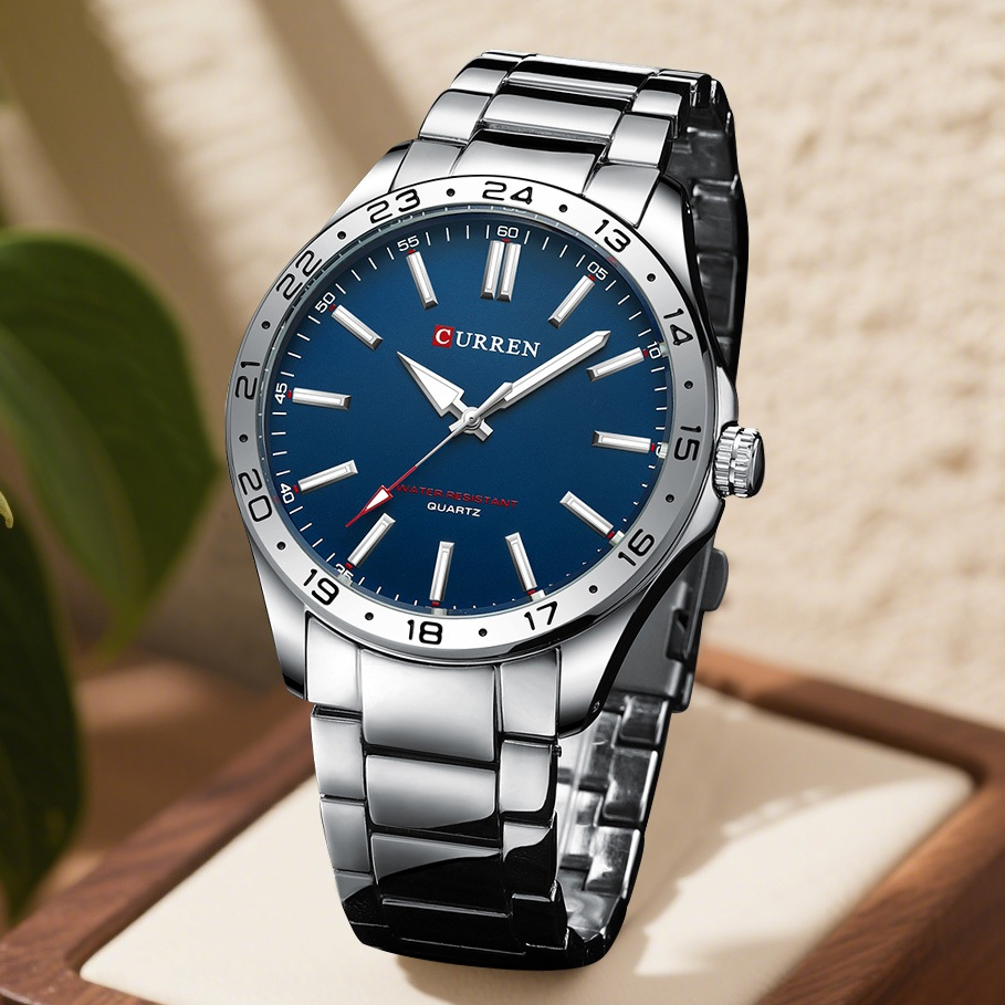 CURREN Relógio Masculino Autêntico Moda Clássico Pulseira De Aço Inoxidável Mostrador Minimalista Quartzo Analógico Resi