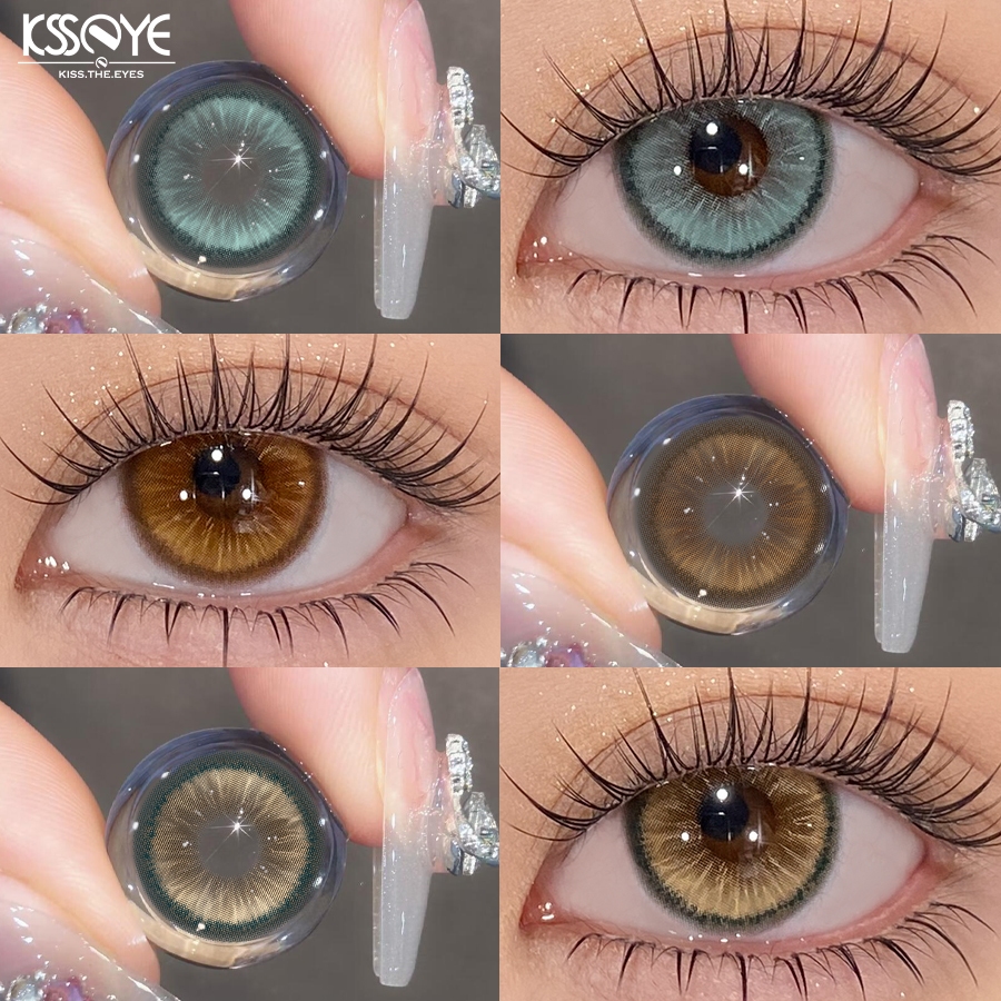 Lente De Contato Colorida KSSEYE 2 Unidades Jelly Bloom Marrom/Ouro/Verde/Preto Macia De Uso Anual Olho De Boneca 14.5 M