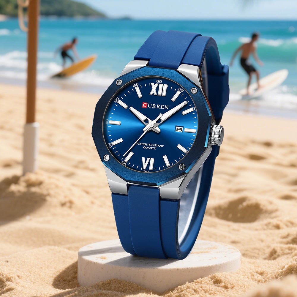 CURREN Relógio Masculino Autêntico Com Pulseira De Silicone , Esportes Ao Ar Livre , Mãos Luminosas , Calendário , Mostr em Oferta na Shopee