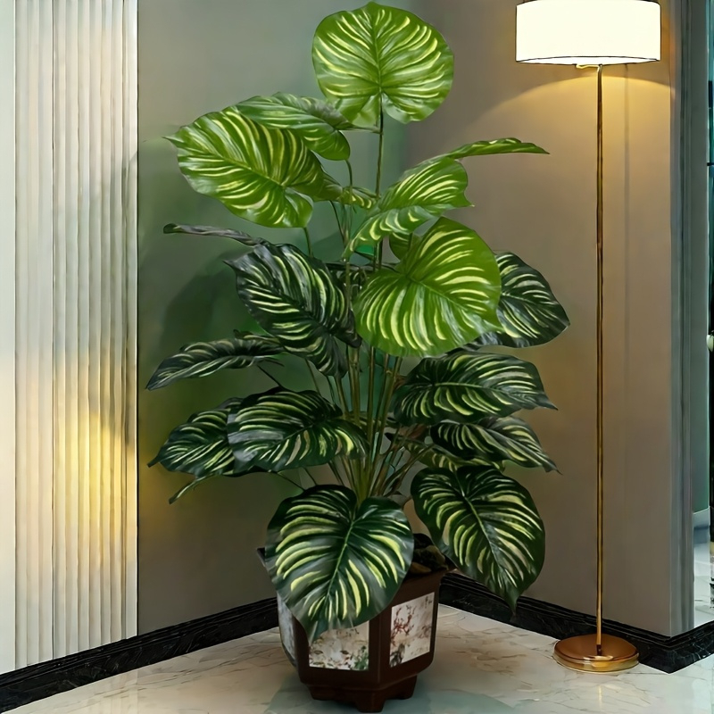 18Folhas Planta Artificial Palmeira Areca Real Toque Árvore artificial para decoração de casa 70 cm 18Folhas