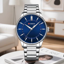 Genuíno CURREN Marca Relógio Masculino Minimalista Cavalheiro Pulseira De Aço Inoxidável Calendário Mãos Luminosas Resis