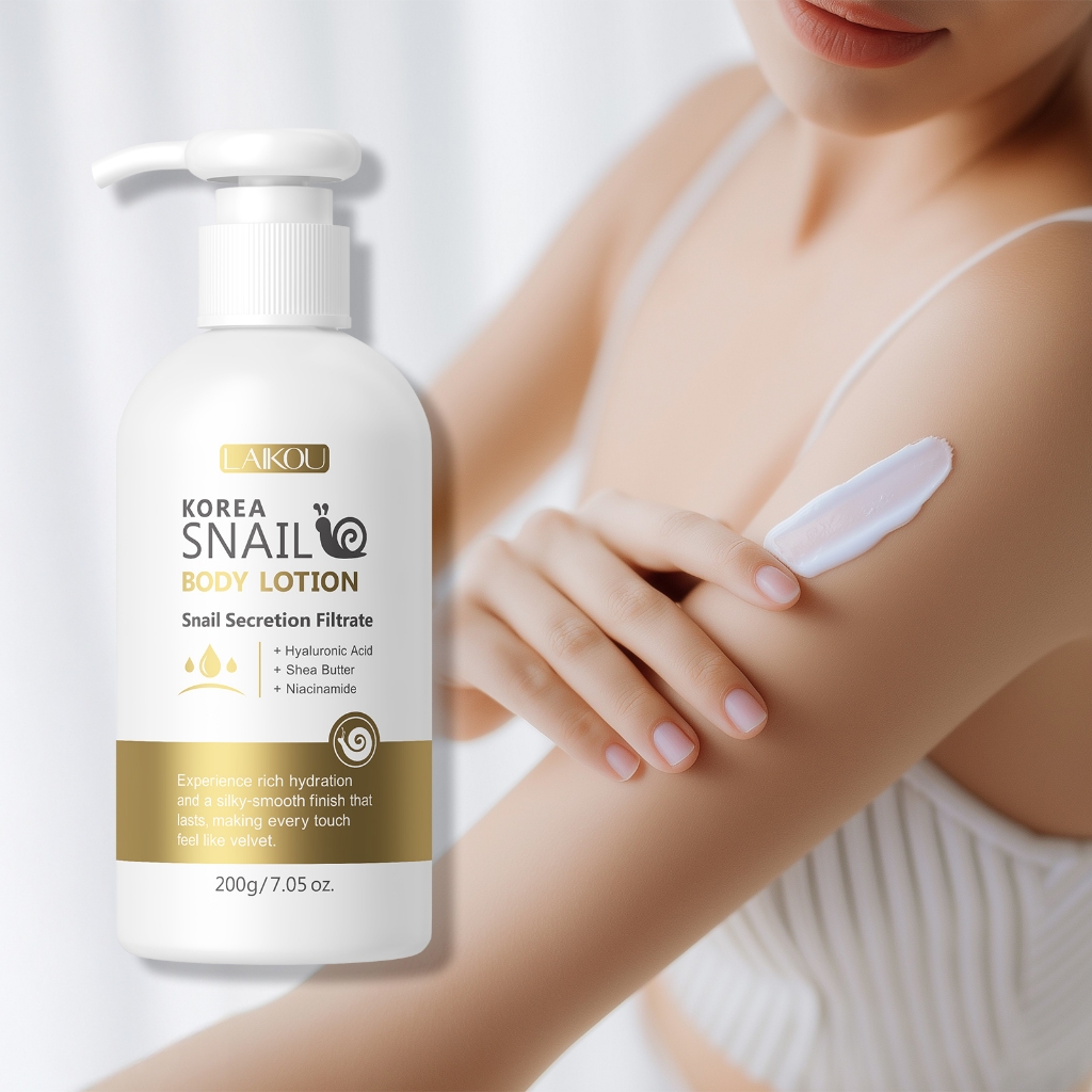 LAIKOU Coreia Caracol Mucina Loção Corporal 200g Ultra Hidratante Absorção Rápida Com Ácido Hialurônico , Niacinamida E
